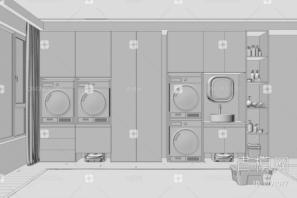阳台柜 洗衣机柜 储物柜3D模型下载【ID:1791077】