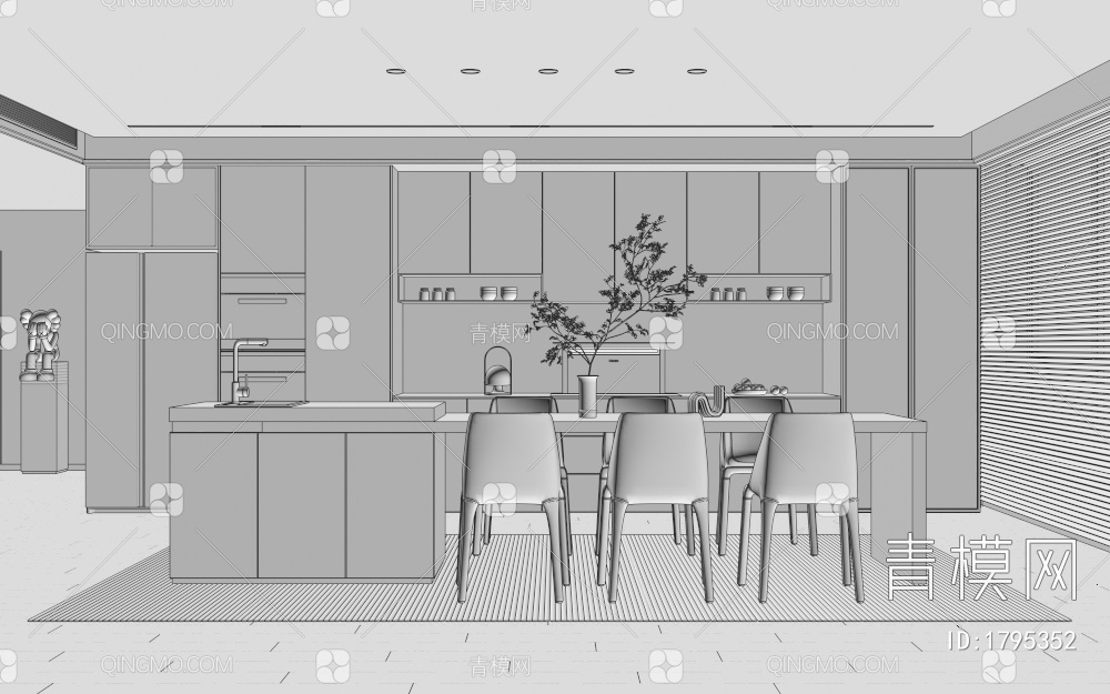 餐厅厨房3D模型下载【ID:1795352】