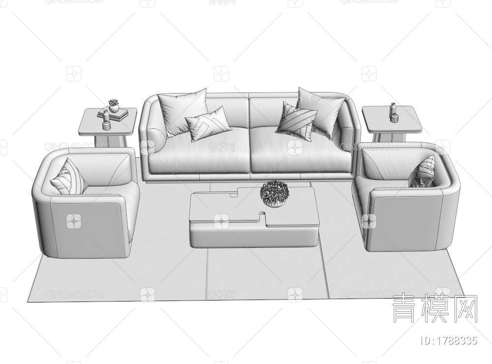 沙发茶几组合3D模型下载【ID:1788335】