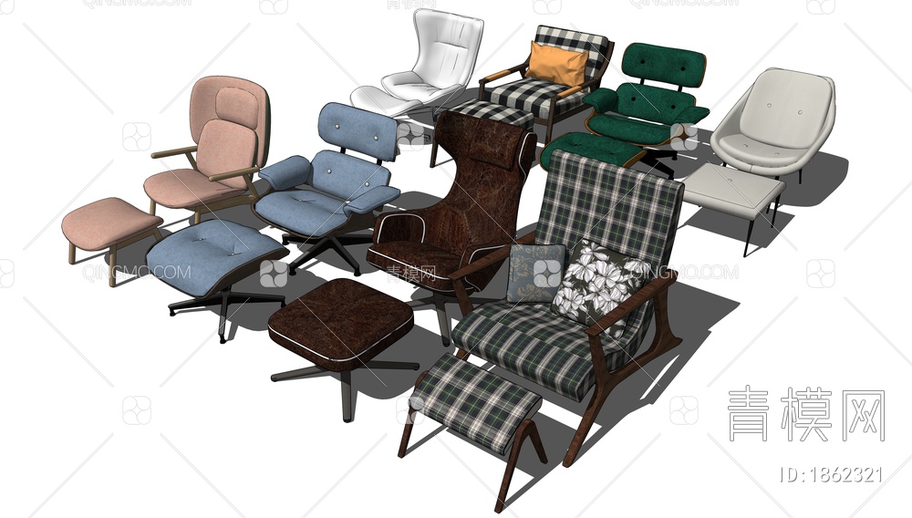 室内沙发躺椅SU模型下载【ID:1862321】