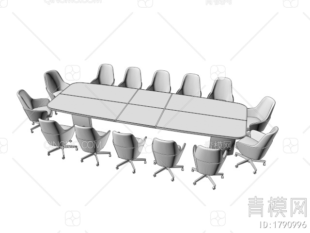 会议桌椅3D模型下载【ID:1790996】