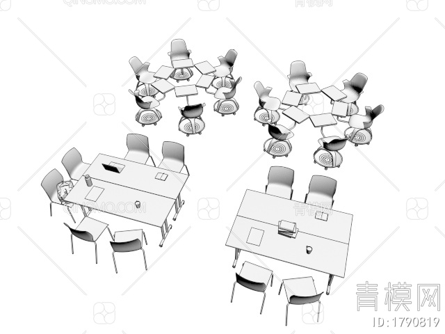 课桌椅3D模型下载【ID:1790819】