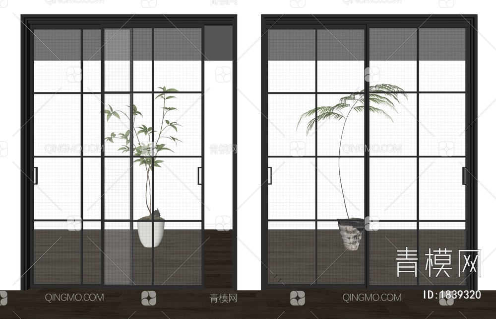 玻璃推拉门SU模型下载【ID:1839320】