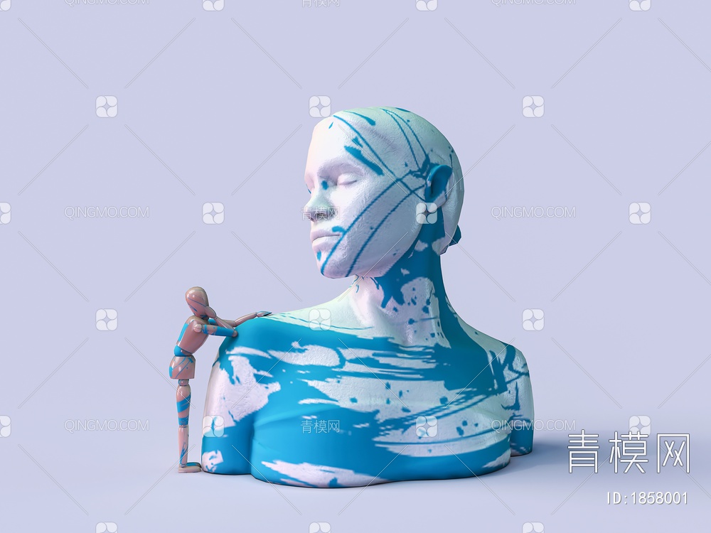 女孩木偶雕塑摆件3D模型下载【ID:1858001】