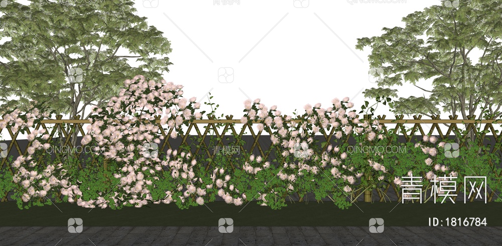 庭园玫瑰花墙SU模型下载【ID:1816784】