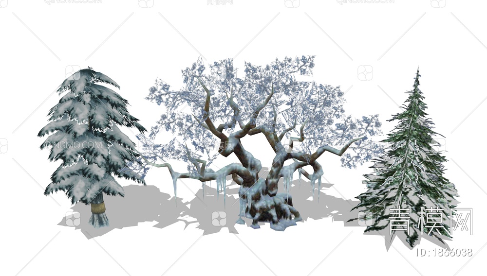 雪景树 树木SU模型下载【ID:1866038】