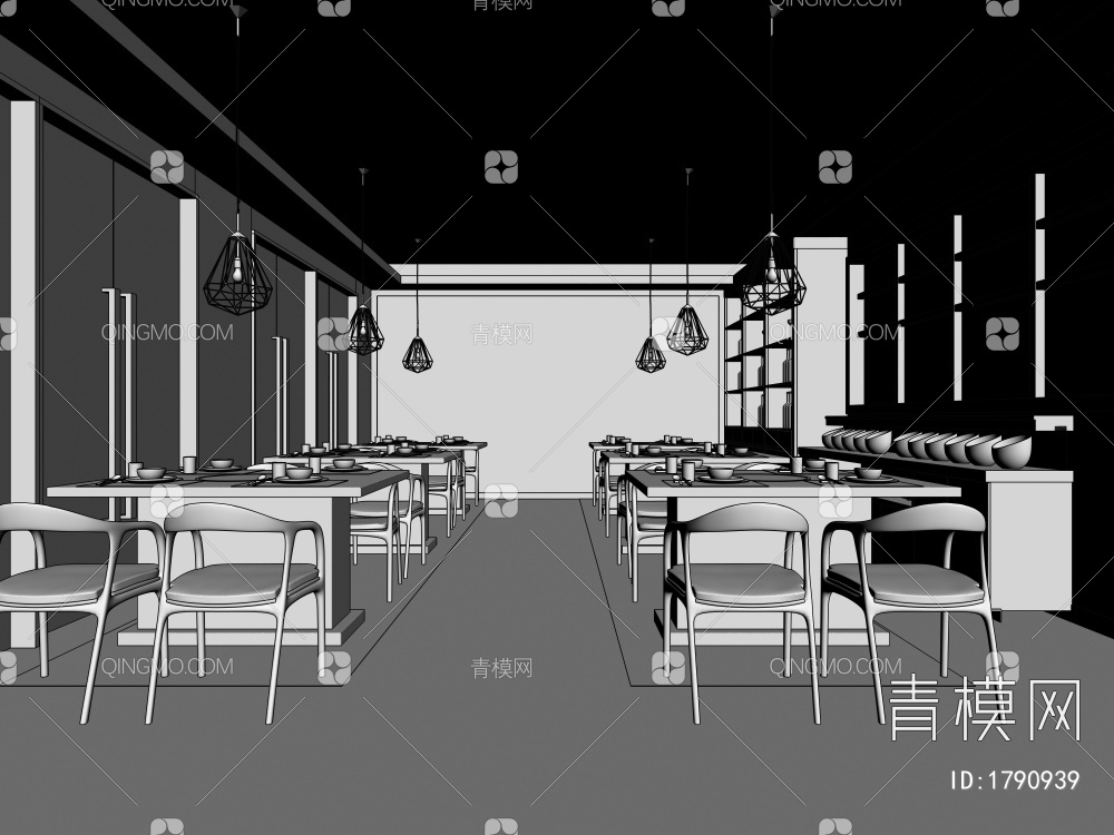 火锅店 餐厅3D模型下载【ID:1790939】