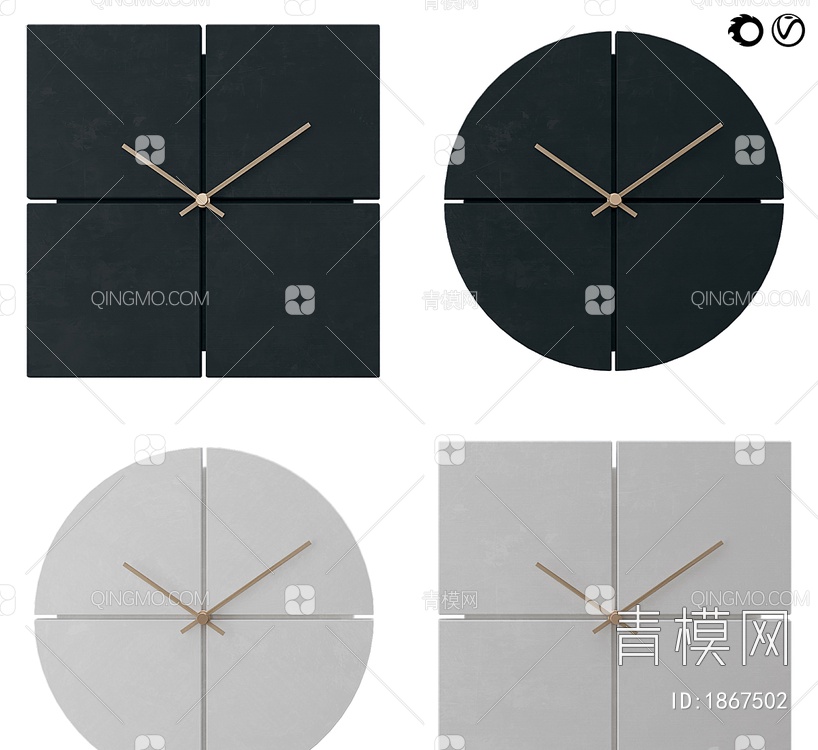 Moku Nogata极简挂钟3D模型下载【ID:1867502】