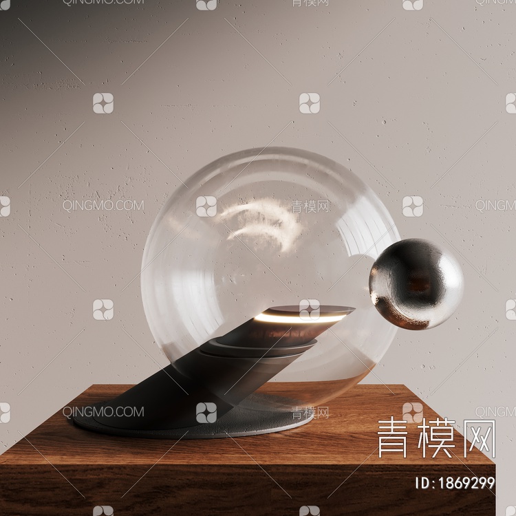 玻璃球形台灯3D模型下载【ID:1869299】