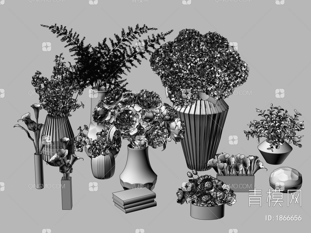 花艺花瓶3D模型下载【ID:1866656】