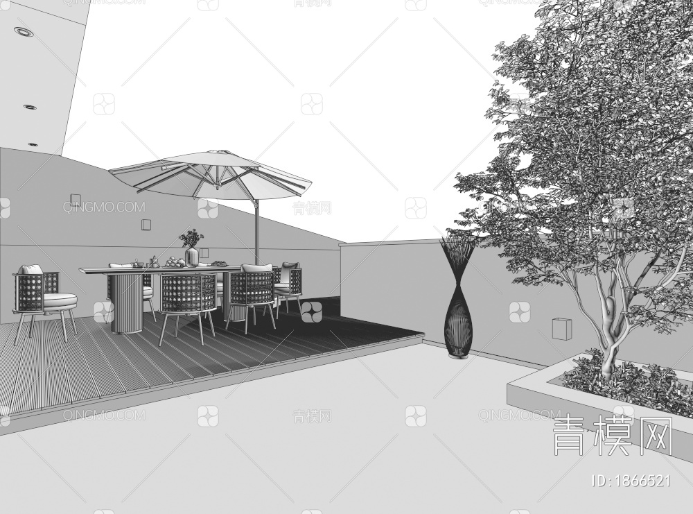 露台，阳台，花园3D模型下载【ID:1866521】
