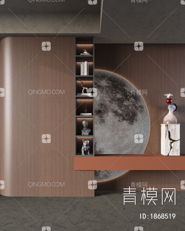 装饰柜 摆件雕塑月球3D模型下载【ID:1868519】