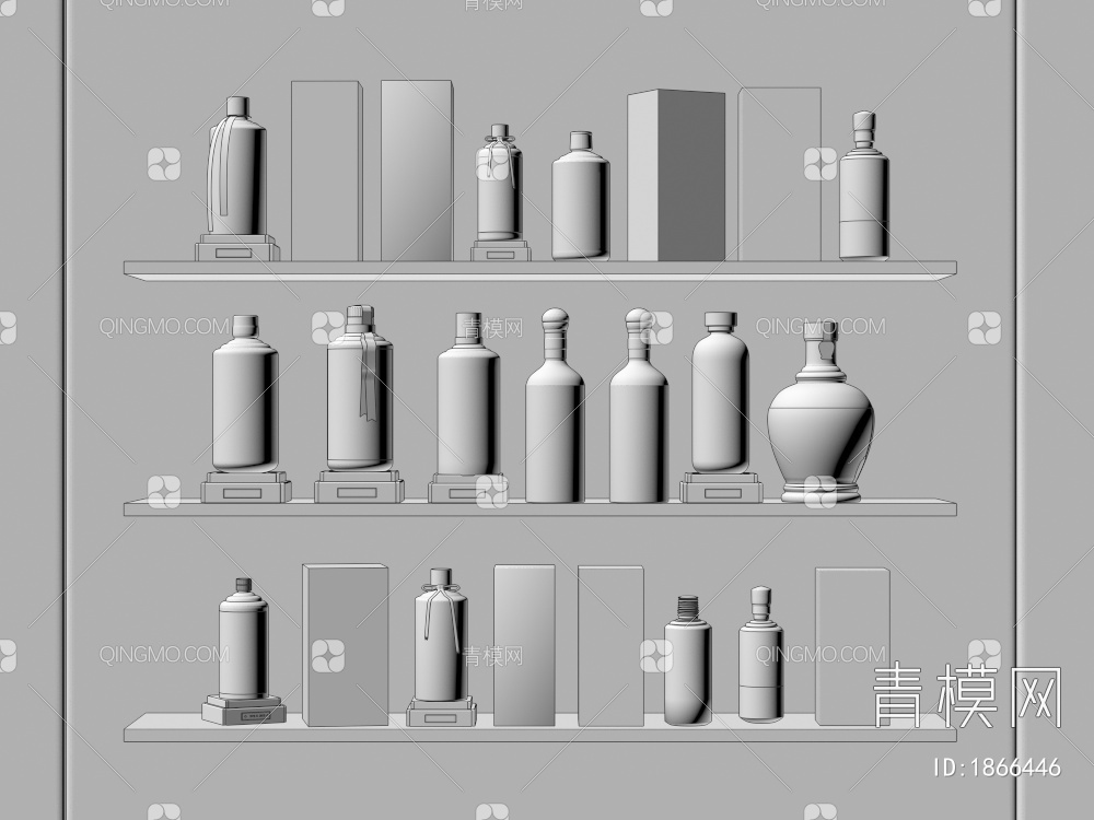 白酒，白酒瓶，茅台酒瓶，酒瓶摆架3D模型下载【ID:1866446】