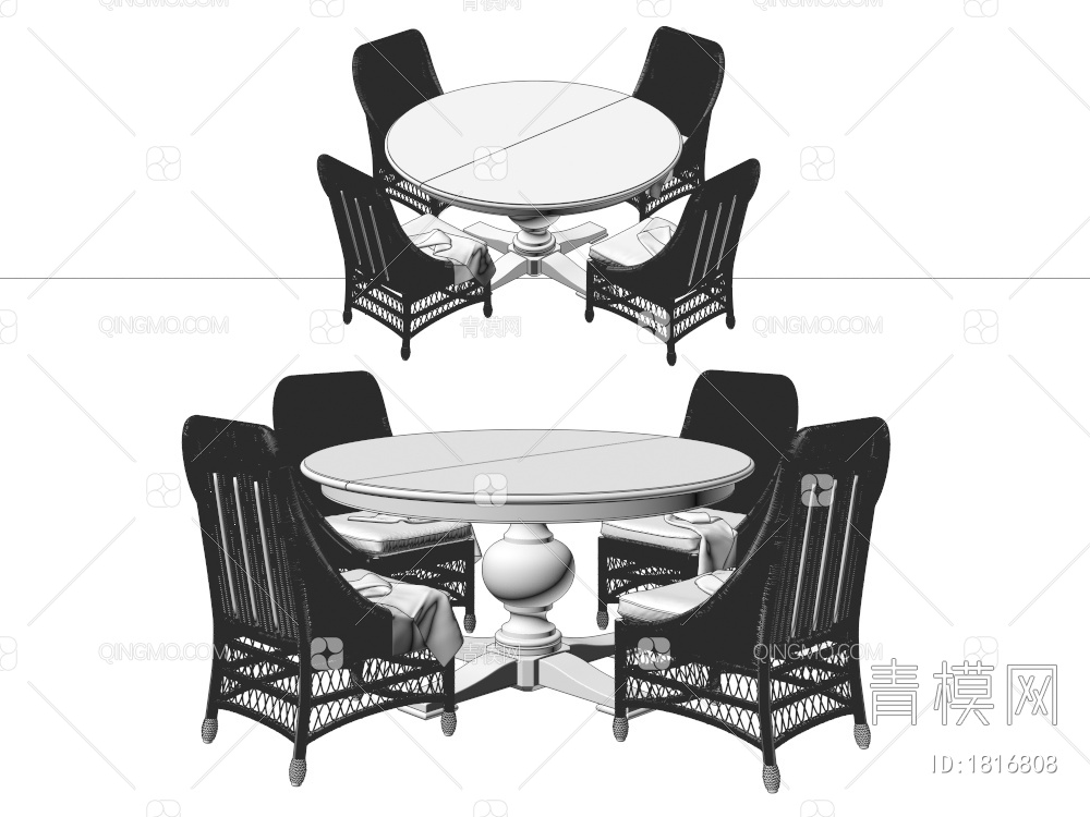 餐桌椅组合3D模型下载【ID:1816808】
