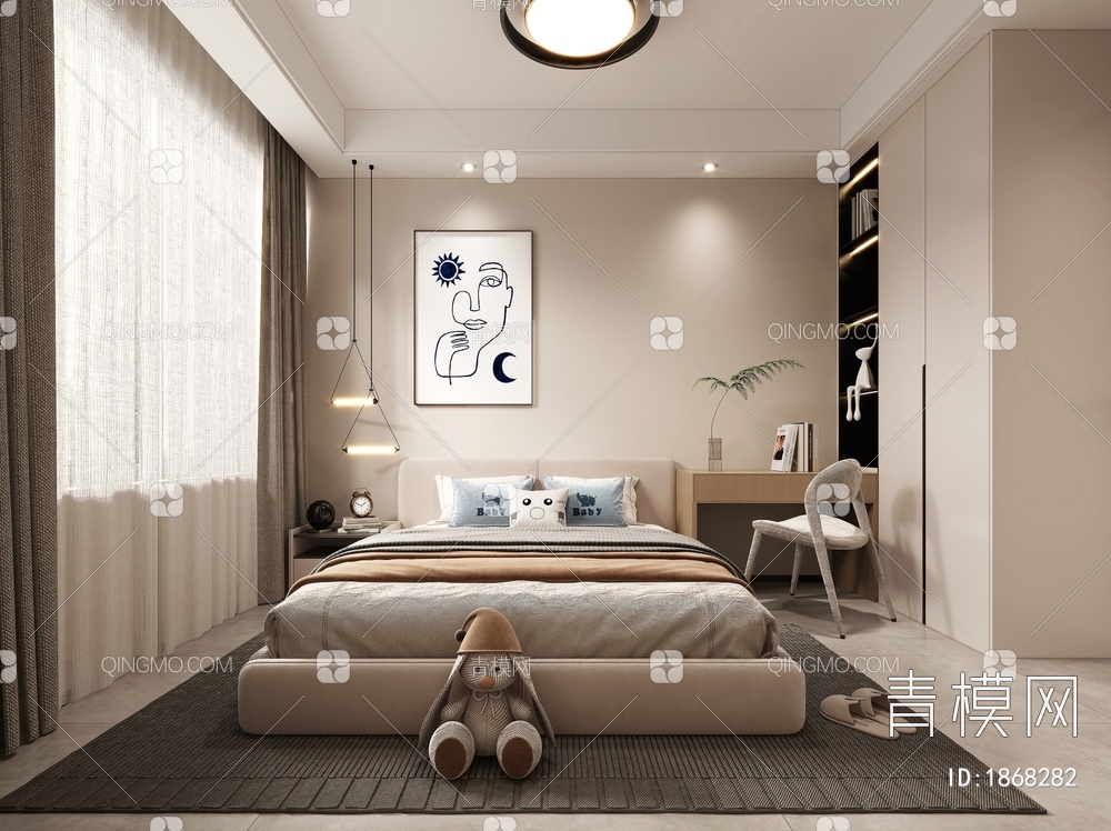 卧室，次卧，小孩房3D模型下载【ID:1868282】