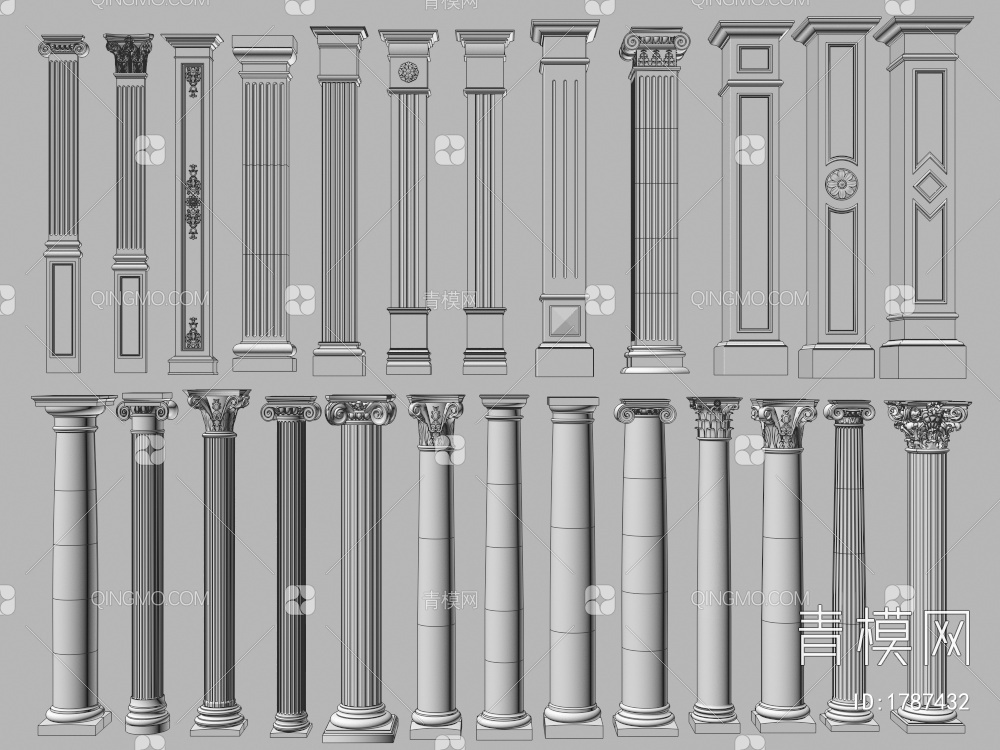 罗马柱 石膏柱子 装饰柱3D模型下载【ID:1787432】