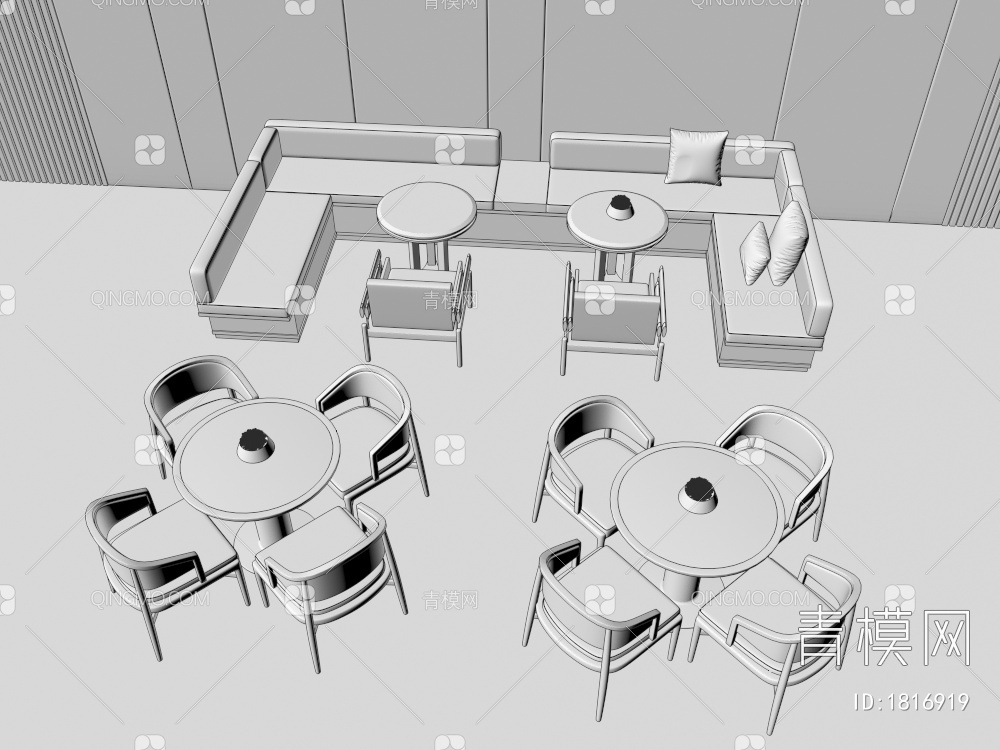 沙发椅，洽谈沙发椅，餐桌椅3D模型下载【ID:1816919】