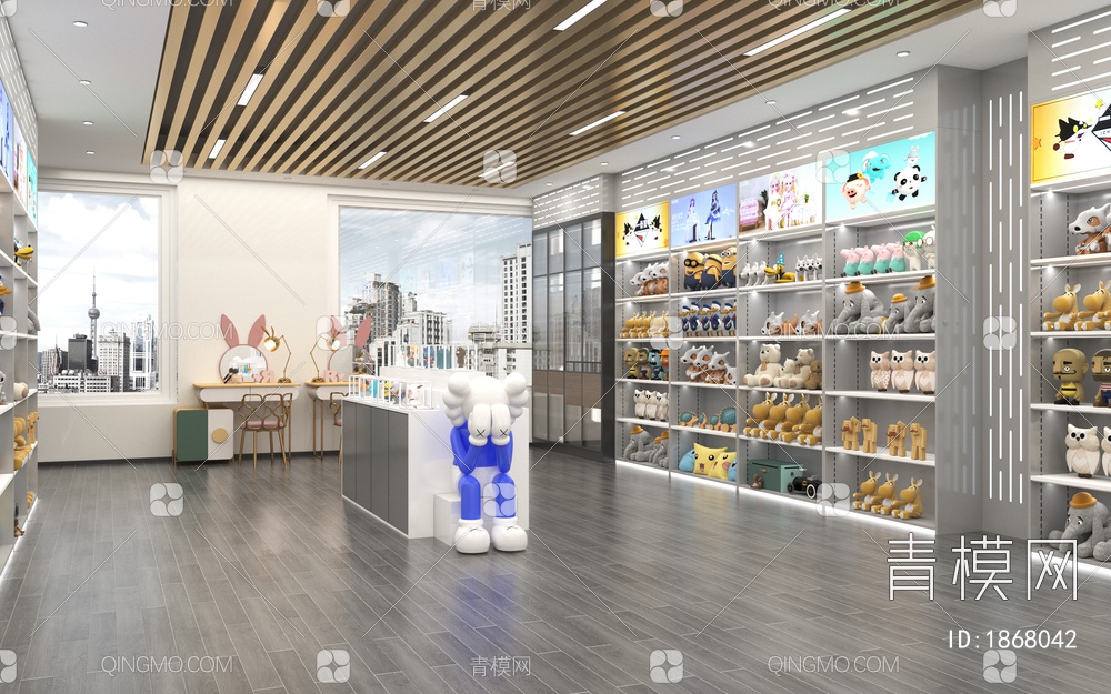 潮玩玩具多功能化妆展厅，玩具店3D模型下载【ID:1868042】
