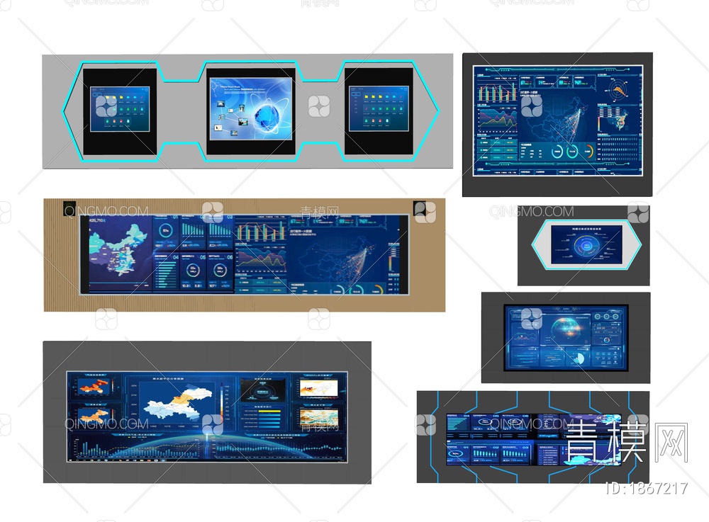 数字大屏幕SU模型下载【ID:1867217】