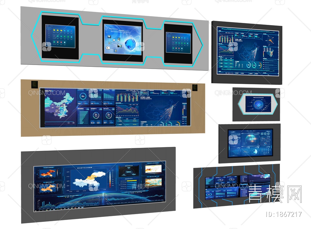 数字大屏幕SU模型下载【ID:1867217】