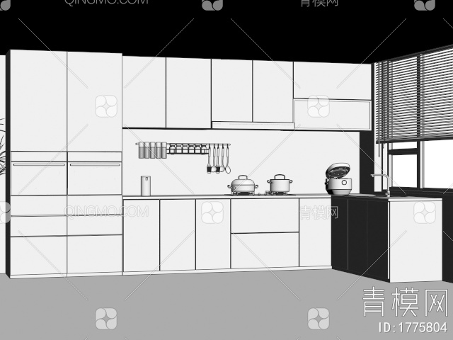 厨房橱柜组合3D模型下载【ID:1775804】