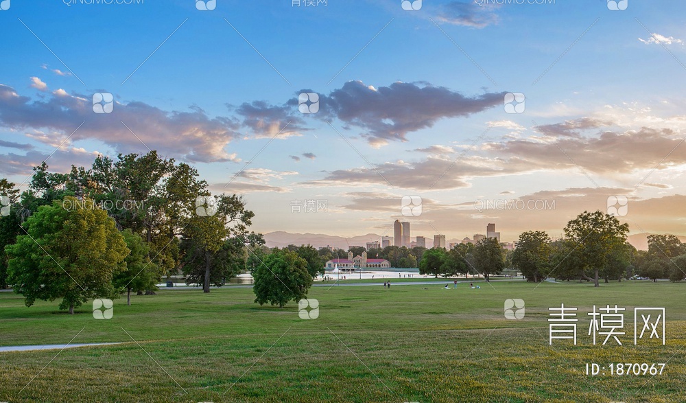 黄昏草地夕阳大树贴图下载【ID:1870967】