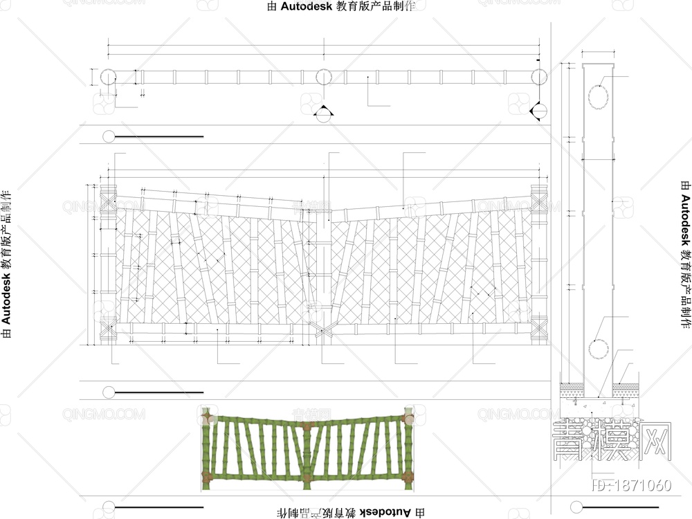 12套美丽乡村木栏杆CAD施工图【ID:1871060】
