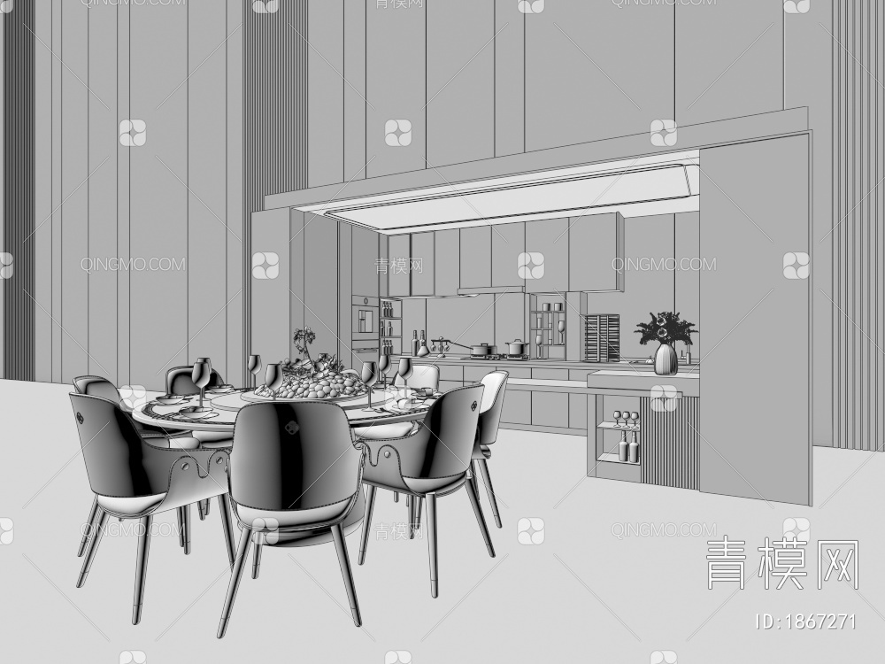 厨房餐厅3D模型下载【ID:1867271】