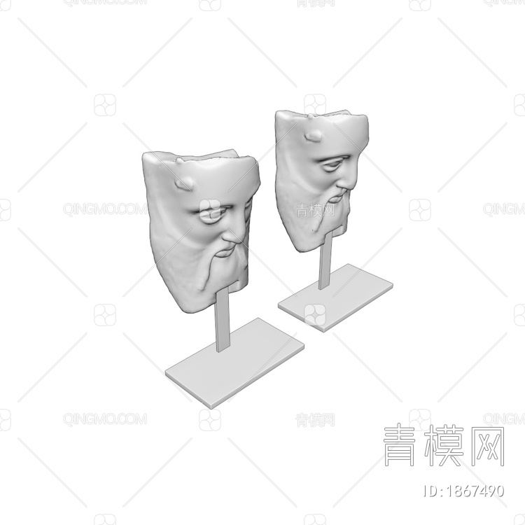 Acheloos人像面具 雕塑3D模型下载【ID:1867490】