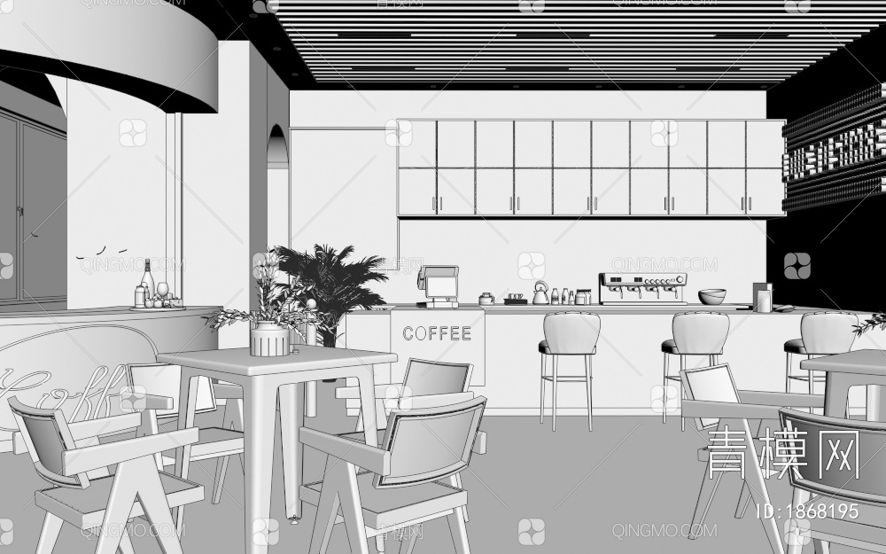 咖啡厅 轻食餐厅3D模型下载【ID:1868195】