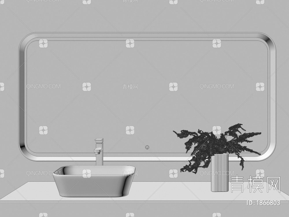 水雾，触控镜子，卫浴镜，智能镜3D模型下载【ID:1866803】