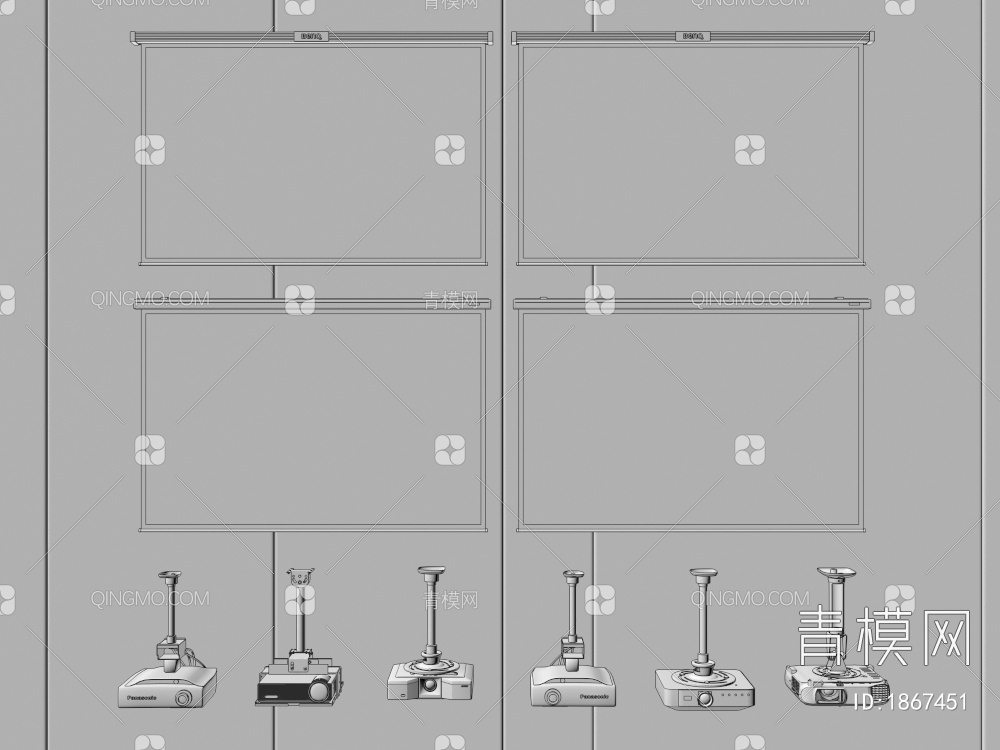 投影仪，投影幕布3D模型下载【ID:1867451】