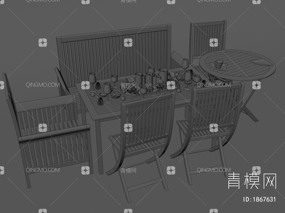 户外桌椅3D模型下载【ID:1867631】