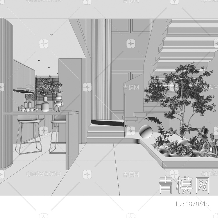 家居楼梯间3D模型下载【ID:1870610】
