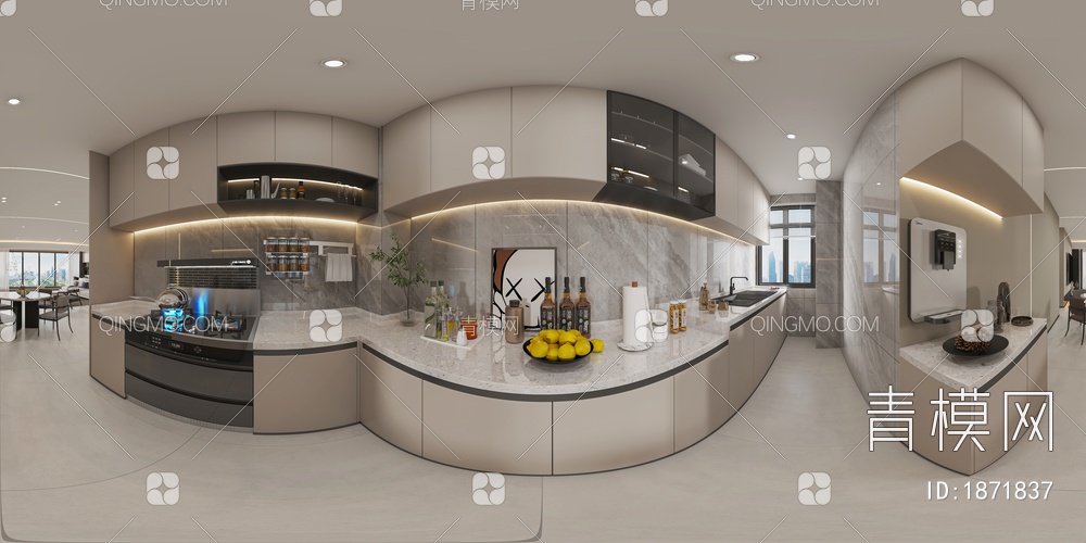 客餐厅 厨房3D模型下载【ID:1871837】