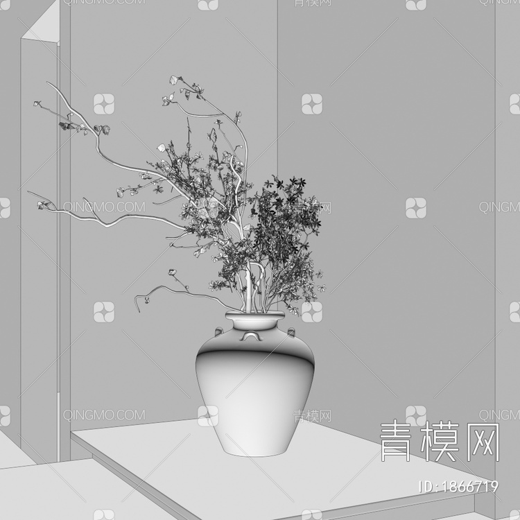 花瓶花艺3D模型下载【ID:1866719】