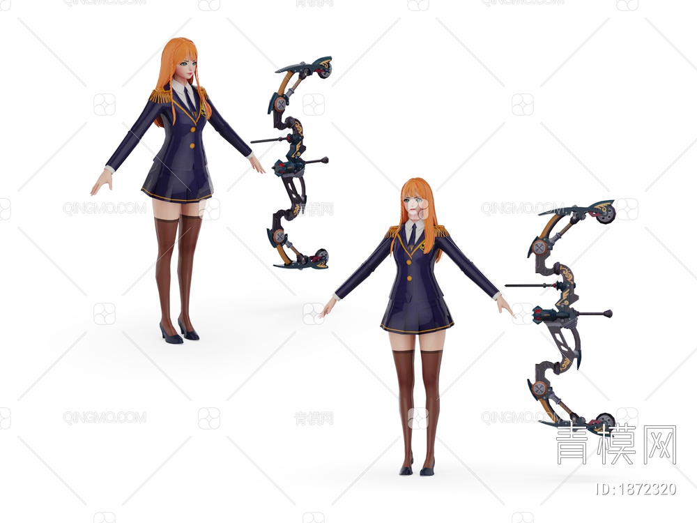 虚拟人物 弓箭少女3D模型下载【ID:1872320】