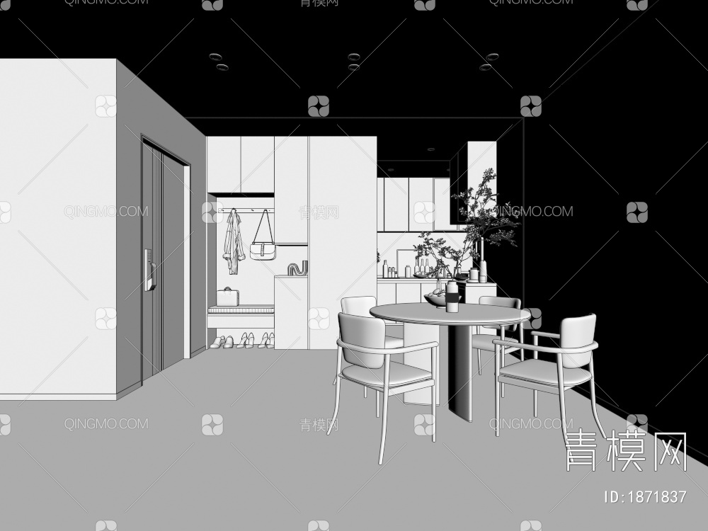 客餐厅 厨房3D模型下载【ID:1871837】