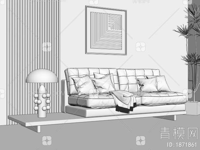 双人沙发3D模型下载【ID:1871861】
