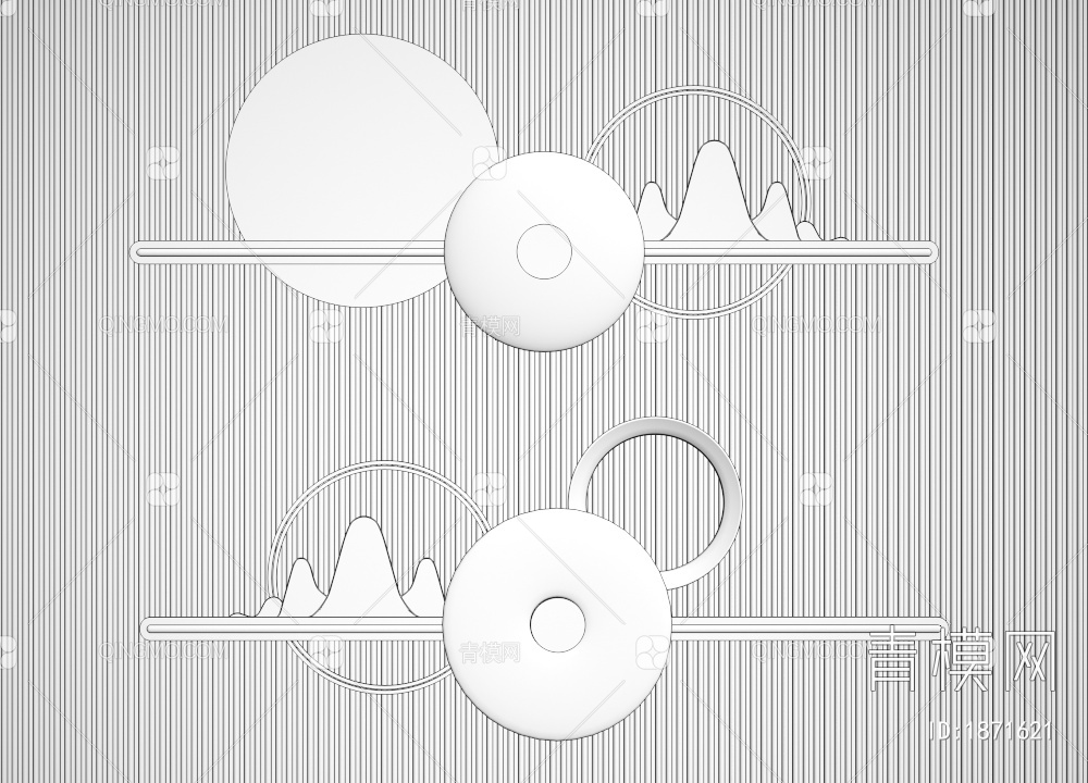 墙饰挂件组合模3D模型下载【ID:1871621】