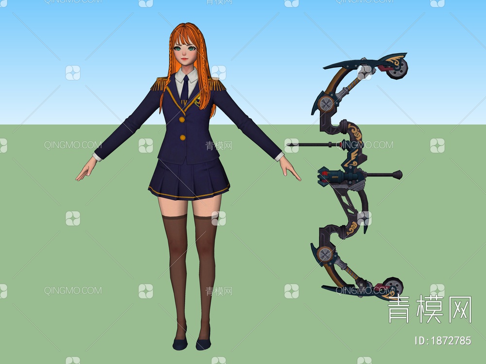 虚拟人物 弓箭少女SU模型下载【ID:1872785】