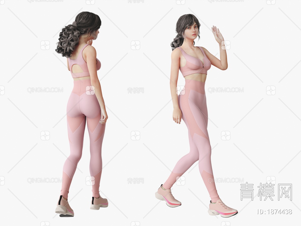 健身少女人物3D模型下载【ID:1874438】