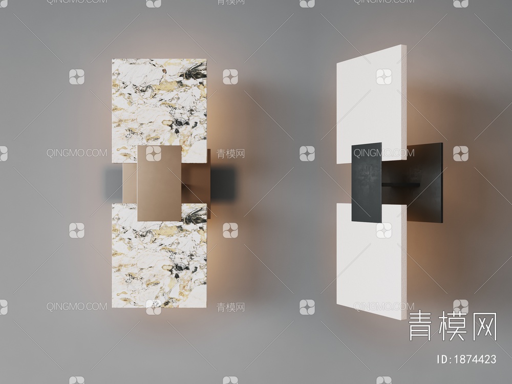 石材，亚克力，壁灯3D模型下载【ID:1874423】