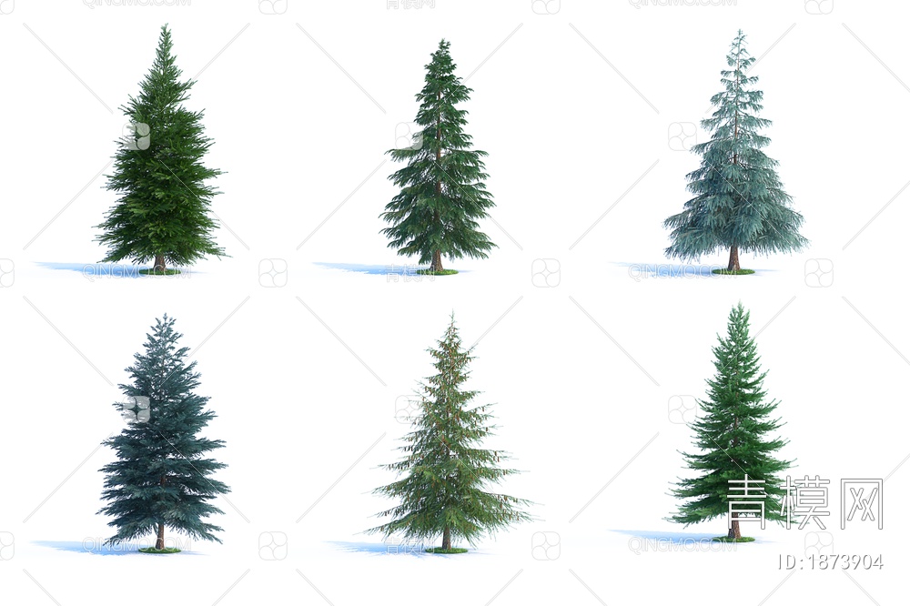景观树木，松柏雪松植物，户外树木，庭院树木3D模型下载【ID:1873904】