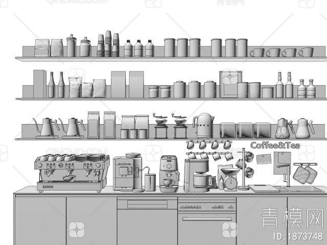 咖啡机 咖啡用品 磨豆机 厨房用品 厨房电器 水槽3D模型下载【ID:1873748】