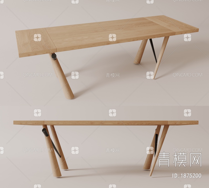 实木餐桌3D模型下载【ID:1875200】