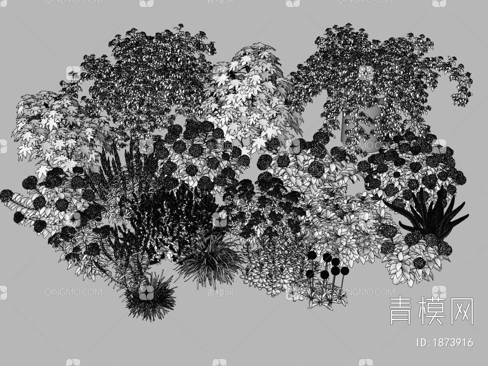 花卉花草组合3D模型下载【ID:1873916】