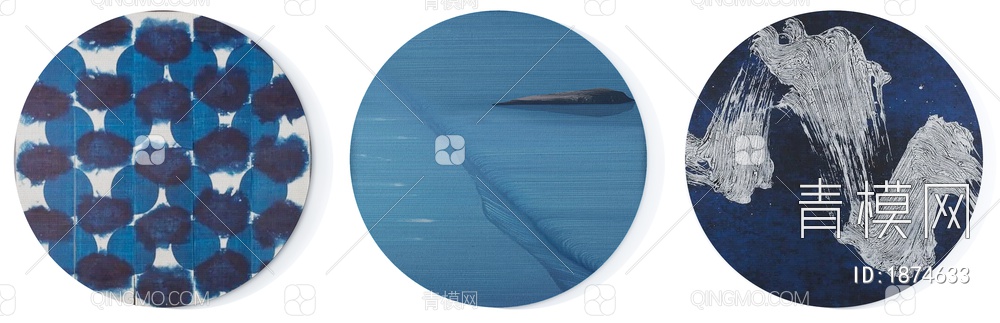 深蓝色抽象图案圆形地毯3D模型下载【ID:1874633】