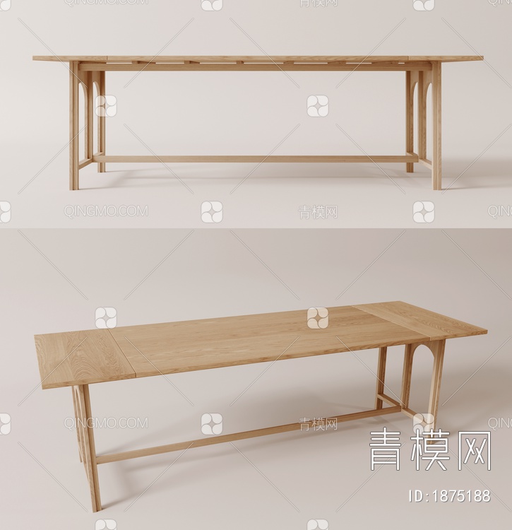 实木餐桌3D模型下载【ID:1875188】