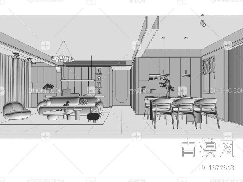 客餐厅3D模型下载【ID:1872863】